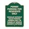 Signmission Permit Parking for Residents Vehicles w/o Valid Parking Permits Towe Alum, 24" x 18", G-1824-23329 A-DES-G-1824-23329 - alternate 1